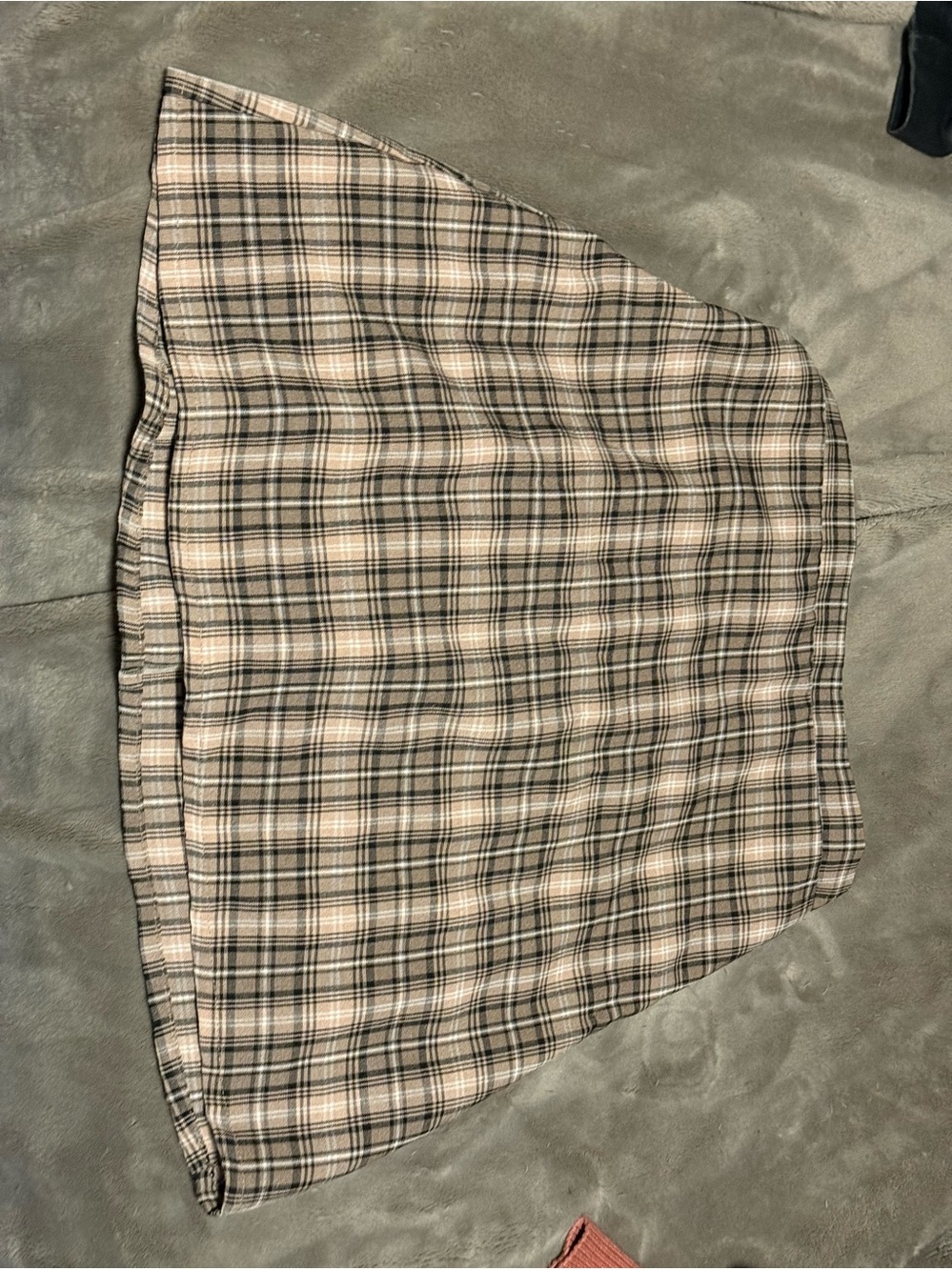 SHEIN Plaid Circle Skirt in Beige and Black